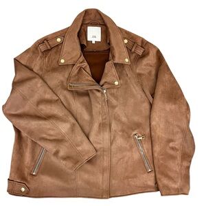 River Island Faux Suede Moto Biker Jacket UK 26 US 22